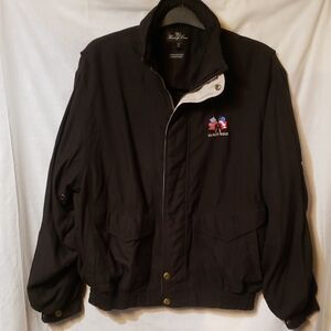 Men's Black Bomber Jacket with Embroidered Logo